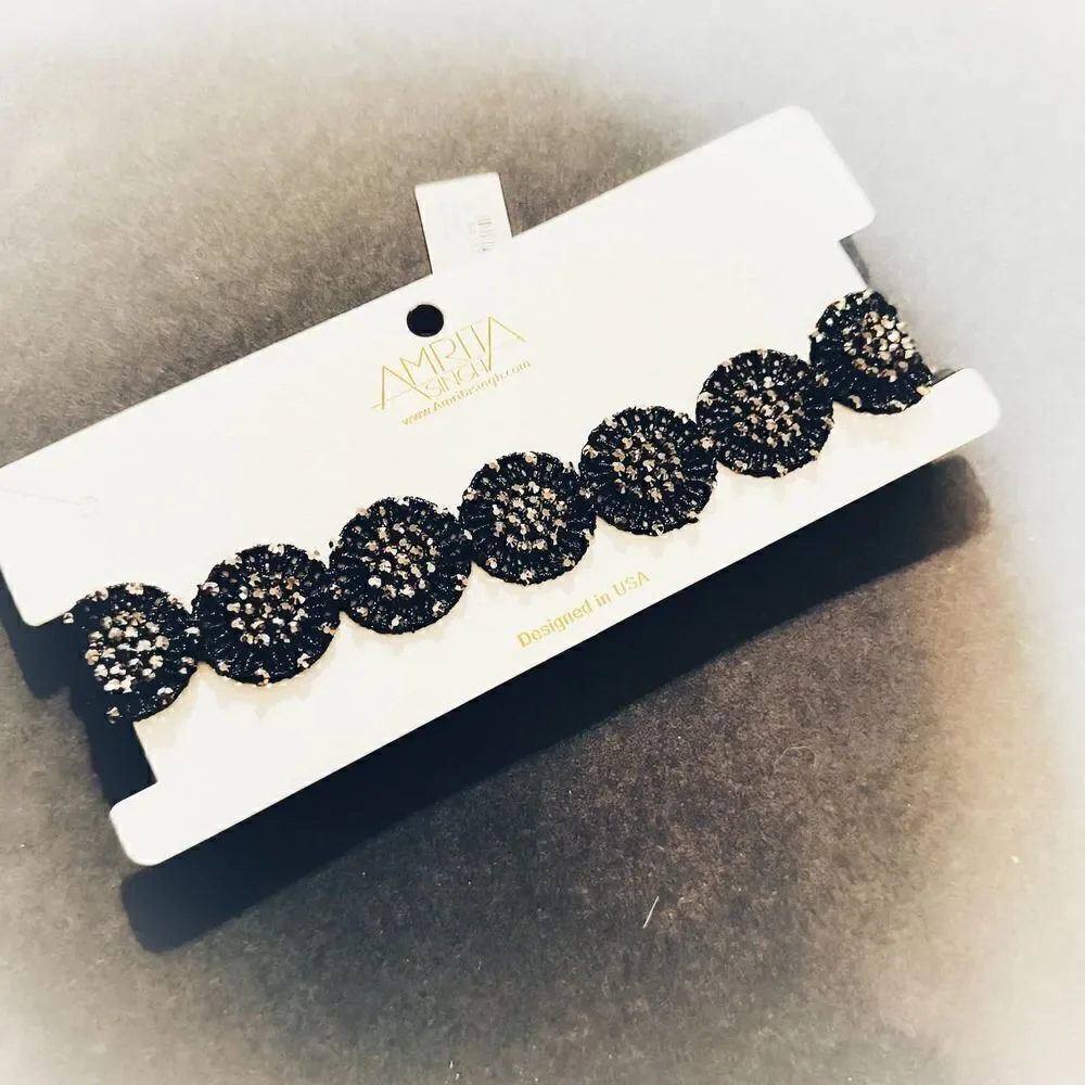 Amrita Singh Spiral Lace Choker Black Gunmetal